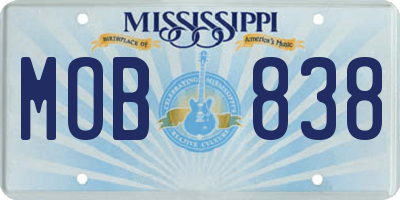 MS license plate MOB838