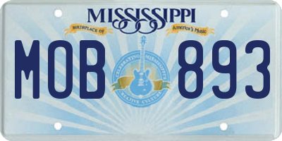 MS license plate MOB893