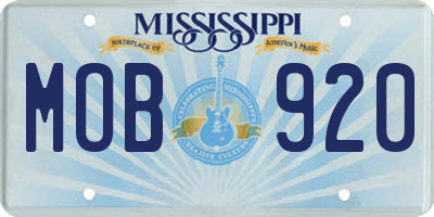 MS license plate MOB920