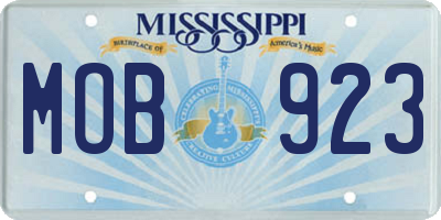 MS license plate MOB923