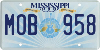MS license plate MOB958