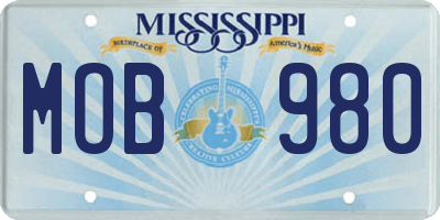 MS license plate MOB980