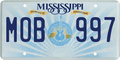 MS license plate MOB997