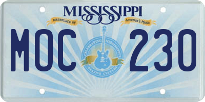 MS license plate MOC230