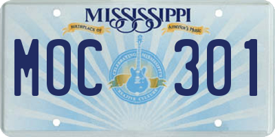 MS license plate MOC301