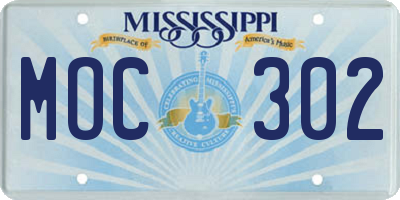 MS license plate MOC302