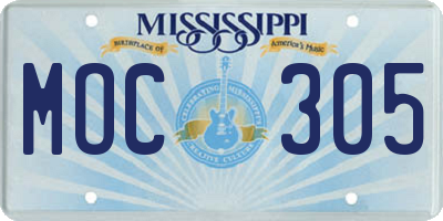 MS license plate MOC305
