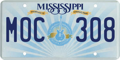 MS license plate MOC308