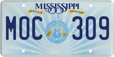 MS license plate MOC309