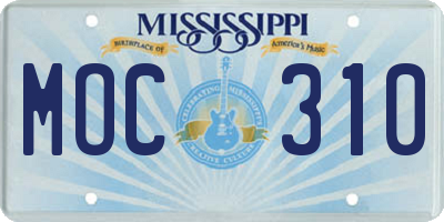 MS license plate MOC310