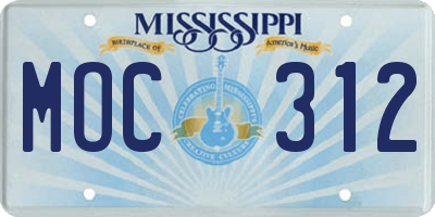 MS license plate MOC312