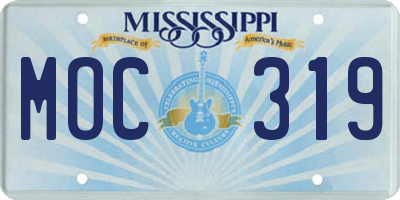 MS license plate MOC319