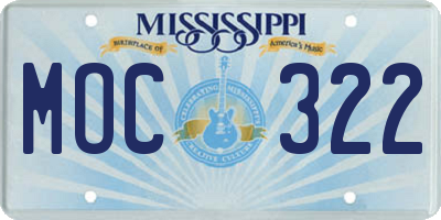 MS license plate MOC322