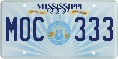 MS license plate MOC333