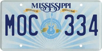 MS license plate MOC334