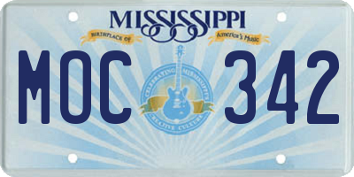 MS license plate MOC342