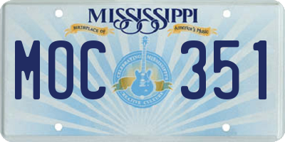 MS license plate MOC351