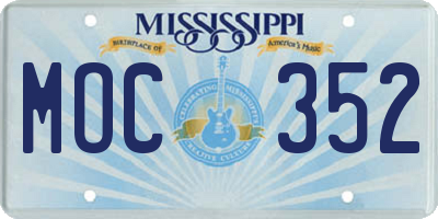 MS license plate MOC352