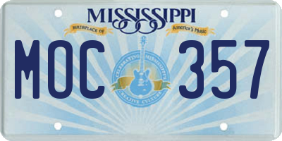 MS license plate MOC357
