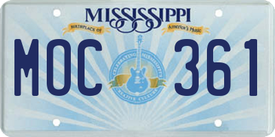 MS license plate MOC361