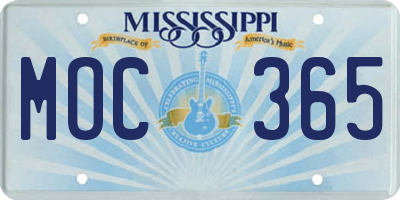 MS license plate MOC365