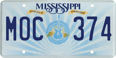 MS license plate MOC374