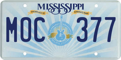MS license plate MOC377
