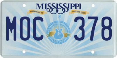 MS license plate MOC378