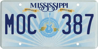 MS license plate MOC387