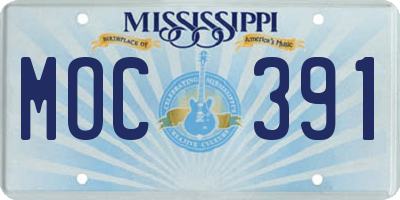 MS license plate MOC391