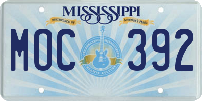 MS license plate MOC392