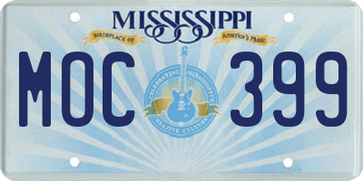 MS license plate MOC399