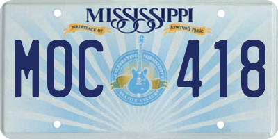 MS license plate MOC418