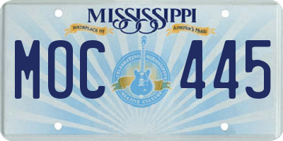 MS license plate MOC445