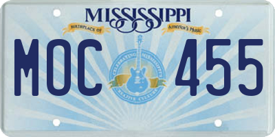 MS license plate MOC455