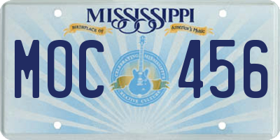 MS license plate MOC456