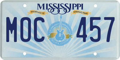 MS license plate MOC457