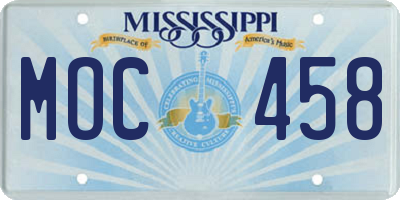 MS license plate MOC458