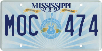 MS license plate MOC474