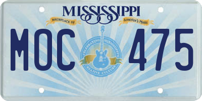 MS license plate MOC475