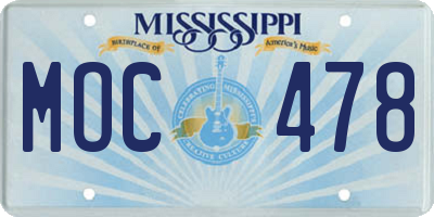 MS license plate MOC478