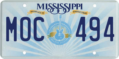 MS license plate MOC494