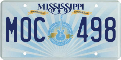 MS license plate MOC498