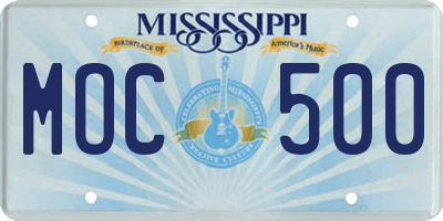 MS license plate MOC500