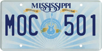 MS license plate MOC501