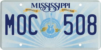 MS license plate MOC508