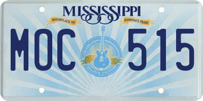 MS license plate MOC515