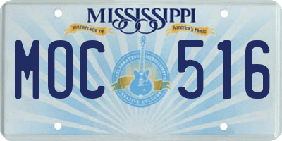 MS license plate MOC516