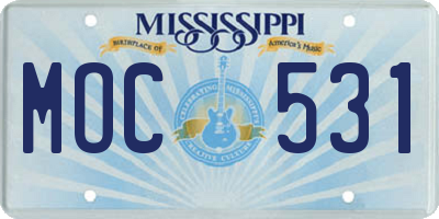 MS license plate MOC531