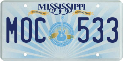 MS license plate MOC533